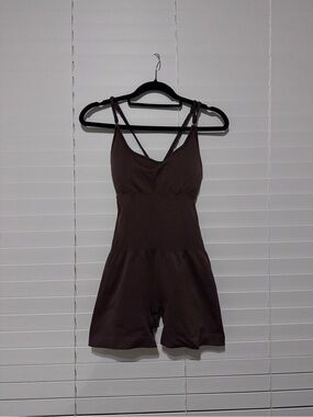 Women's Brown Sleep Romper with Double Straps
